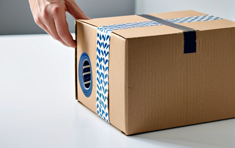 Sustainable Packaging**
"Close-up of a cardboard box sealed with paper-based tape, showcasing the texture and eco-friendly appearance. A hand is gently opening the box. Background includes other similarly packaged items, suggesting online shopping or delivery. safe for work, appropriate content, fully clothed, professional photography, natural light, high resolution, perfect anatomy, correct proportions, modest presentation."
**