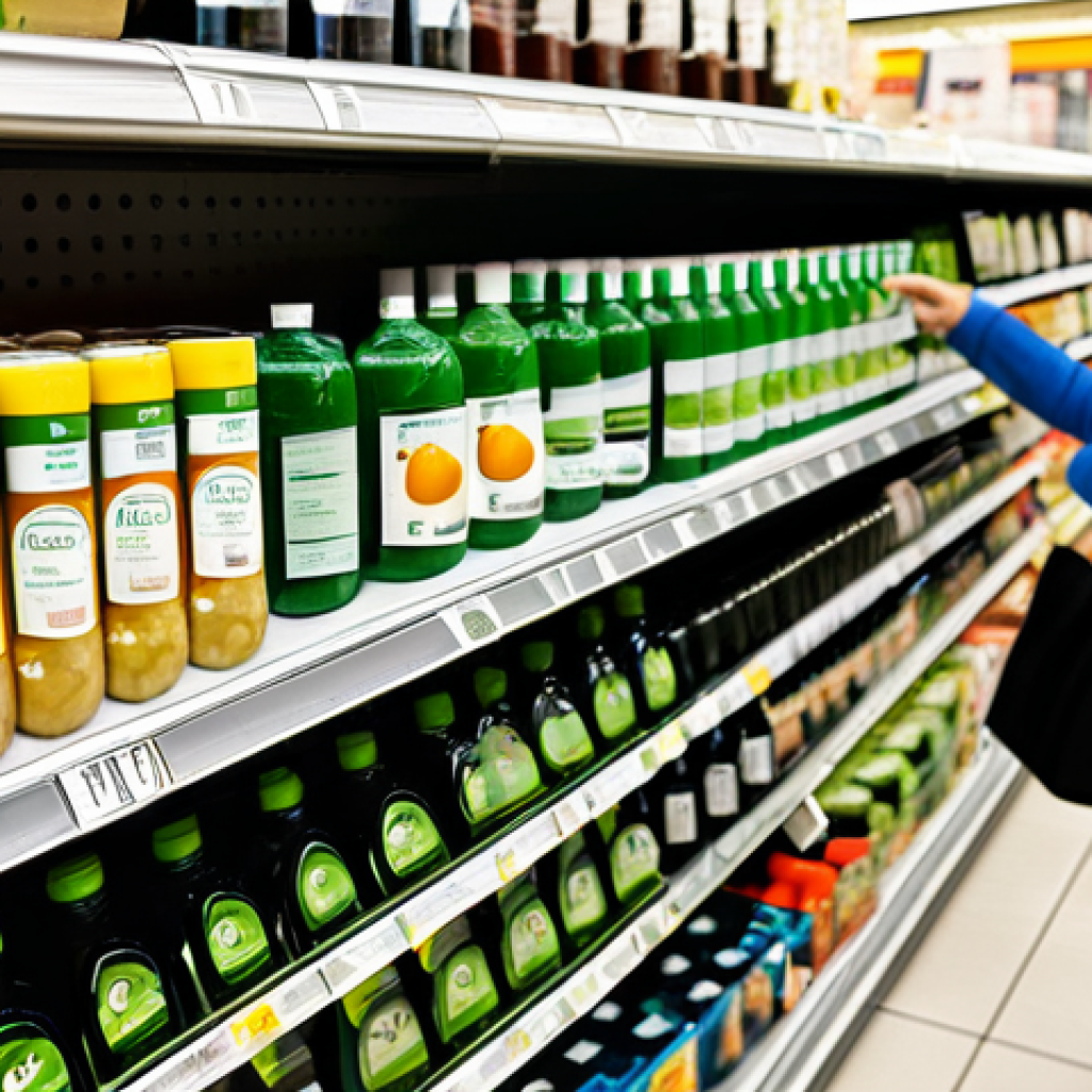 Bio-Based Product Shelf in a Supermarket**
"A supermarket shelf filled with various products labeled 'bio-based'. Focus on the product labels, showing varying degrees of transparency regarding the source of the materials. Some labels are clear and informative, others are vague and potentially misleading. Shoppers are browsing the aisle in the background, fully clothed, appropriate attire. The scene is well-lit and realistic. safe for work, appropriate content, fully clothed, family-friendly, professional photography, perfect anatomy, correct proportions, natural pose, well-formed hands, proper finger count, natural body proportions. High quality."
**