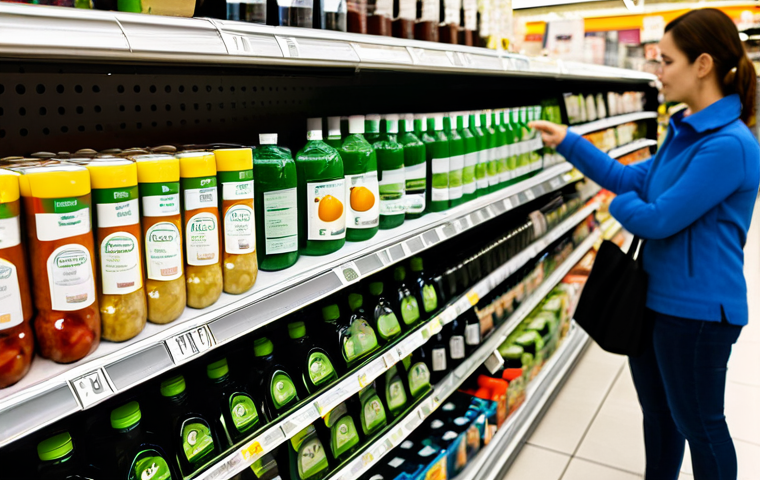 Bio-Based Product Shelf in a Supermarket**
"A supermarket shelf filled with various products labeled 'bio-based'. Focus on the product labels, showing varying degrees of transparency regarding the source of the materials. Some labels are clear and informative, others are vague and potentially misleading. Shoppers are browsing the aisle in the background, fully clothed, appropriate attire. The scene is well-lit and realistic. safe for work, appropriate content, fully clothed, family-friendly, professional photography, perfect anatomy, correct proportions, natural pose, well-formed hands, proper finger count, natural body proportions. High quality."
**
