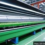 Home 18 바이오 기반 소재의 무역과 경제적 영향 - A modern industrial manufacturing facility showcasing advanced machinery producing eco-friendly auto...